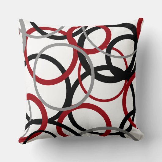 赤、グレー、黒の円 クッション (裏面)