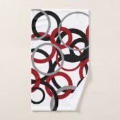 赤、グレー、黒の円 バスタオルセット (ハンドタオル)