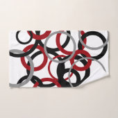 赤、グレー、黒の円 バスタオルセット (ハンドタオル)