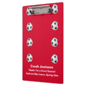 赤、コーチ、名前、サッカーボール、ありがとう。 クリップボード (左)