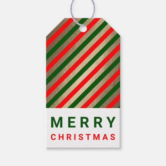赤 ゴールド グリーン クリスマスカスタムギフタグ ギフトタグ (正面)