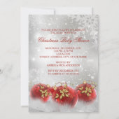 赤 ゴールド ホワイト クリスマス ベイビー シャワー 男の子 ブロンド 招待状 (裏面)