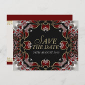 赤+シルバーサテン日付はがきを保存 案内ポストカード (正面/裏面)