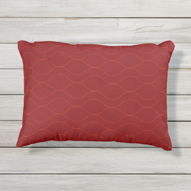 赤、シンプル、エレガント波カッコいい抽象芸術 アウトドアクッション (裏面)