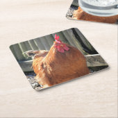 赤 スクエアペーパーコースター (アングル)