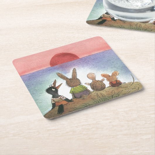 赤 スクエアペーパーコースター (アングル)