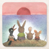 赤 スクエアペーパーコースター (正面)