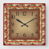 赤 スクエア壁時計 (正面)