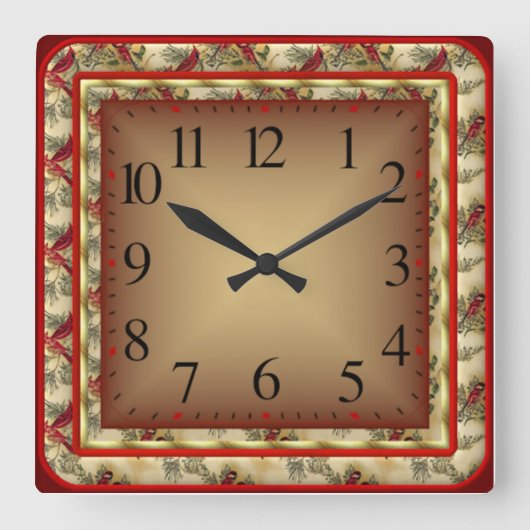 赤 スクエア壁時計 (正面)