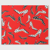 赤(スタイリッシュ白黒ハイヒール) ラッピングペーパー (フラット)