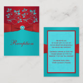 赤、ターコイズフローラ披露宴エンクロージャカード エンクロージャーカード (正面/裏面)