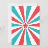 赤 | ターコイズ カーニバル パーティー ビッグトップ 誕生日 招待状 (裏面)