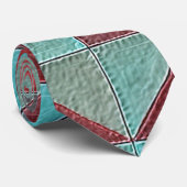 赤、ターコイズ、紫、グレーのキルト ネクタイ (ロール)
