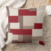 赤/ターペ/ベージュ可逆パッチワーク枕 クッション (ブランケット)