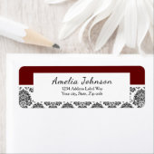 赤、ダマスク差出人住所ラベル任意の色で作る ラベル (インサイチュ)