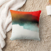 赤、ティール(緑がかった色)、白の抽象芸術装飾用クッション クッション (ブランケット)