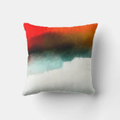赤、ティール（緑がかった色）、白の抽象芸術装飾用クッション クッション (裏面)