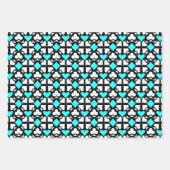 赤、ティール（緑がかった色）、白黒4枚のカードスーツのアイコン ラッピングペーパーシート (正面3)