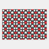 赤、ティール（緑がかった色）、白黒4枚のカードスーツのアイコン ラッピングペーパーシート (正面2)