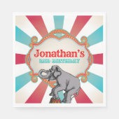 赤 ティール 青 ヴィンテージ サーカス 誕生日 スタンダードランチョンナプキン (正面)