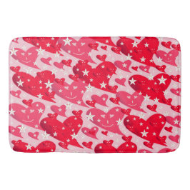 赤，ハート,ハート，笑う，星，スマイル，ピンク，愛， バスマット
