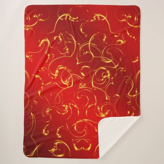 赤，パターン，金ゴールド,抽象芸術，黄金エレガント，金 シェルパブランケット (正面)