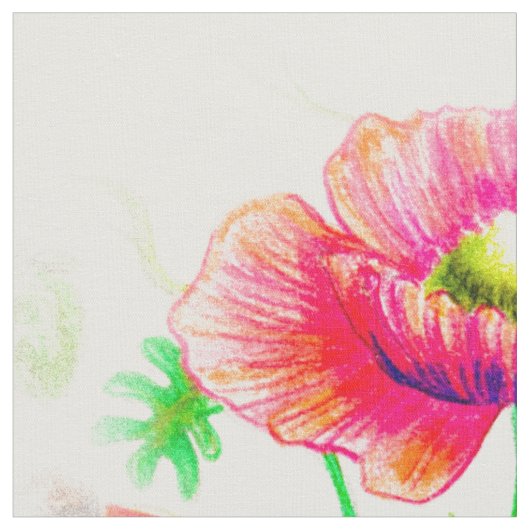 赤、パッションフローラ ファブリック (クローズアップ)