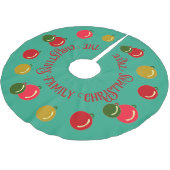 赤、パーソナライズされた緑、金ゴールドオーナメントクリスマス ブラッシュドポリエステルツリースカート (アングル)