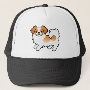 赤+パーティカラー+チベットン・スパニエル かわいい カートゥーン 犬 キャップ