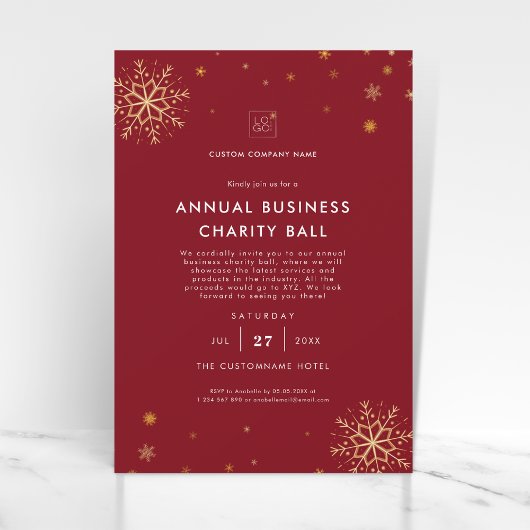 赤 | ビジネス クリスマス パーティ イベント 募金 招待状