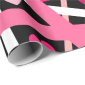 赤、ピンクと白のストライプハート ラッピングペーパー (ロールコーナー)