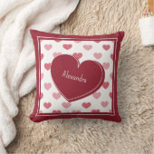 赤+ピンクのハートパターン付き/メモのバレンタインデー クッション (ブランケット)