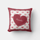 赤+ピンクのハートパターン付き/メモのバレンタインデー クッション (正面)
