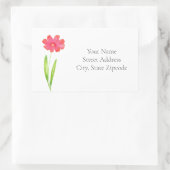 赤、ピンクの水色のフラワーラベル 長方形シール (バッグ)