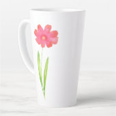 赤、ピンクの水色の花 カフェラテマグ (左アングル)