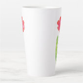 赤、ピンクの水色の花 カフェラテマグ (正面)