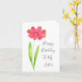 赤、ピンクの水色の花 カード (黄色い花)