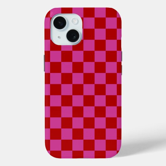 赤+ピンクチェック市松模様にボードパターン Case-Mate iPhoneケース (裏面)