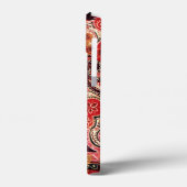 赤、ピンク、および黒のヴィンテージペイズリーフローラ Case-Mate iPhoneケース (裏面 / 左)