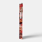 赤、ピンク、および黒のヴィンテージペイズリーフローラ Case-Mate iPhoneケース (裏面 / 右)