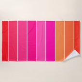 赤、ピンク、オレンジストライプ色 ビーチタオル (正面)