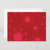 赤、ピンク、カッコいいトレンディーモダン星花抽象芸術 ポストカード (正面/裏面)