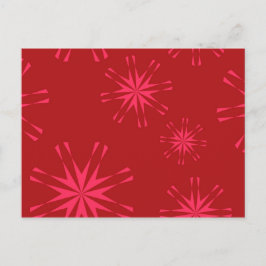 赤、ピンク、カッコいいトレンディーモダン星花抽象芸術 ポストカード