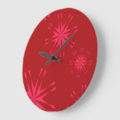 赤、ピンク、カッコいいトレンディーモダン星花抽象芸術 ラージ壁時計 (傾斜)