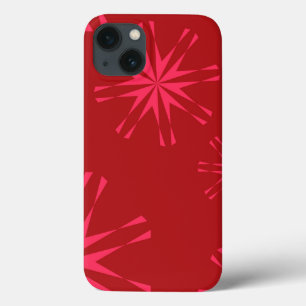 赤、ピンク、カッコいいトレンディーモダン星花抽象芸術 iPhone 13ケース