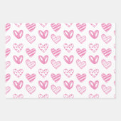 赤、ピンク、カラフルハートデザイン ラッピングペーパーシート (正面3)