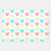 赤、ピンク、カラフルハートデザイン ラッピングペーパーシート (正面2)