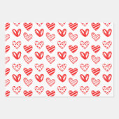 赤、ピンク、カラフルハートデザイン ラッピングペーパーシート (正面)