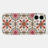 赤、ピンク、ターコイズブルーのフローラルボホパターン Case-Mate iPhoneケース (裏面 (横))