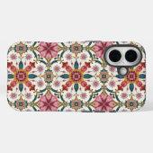 赤、ピンク、ターコイズブルーのフローラルボホ柄 Case-Mate iPhoneケース (裏面 (横))
